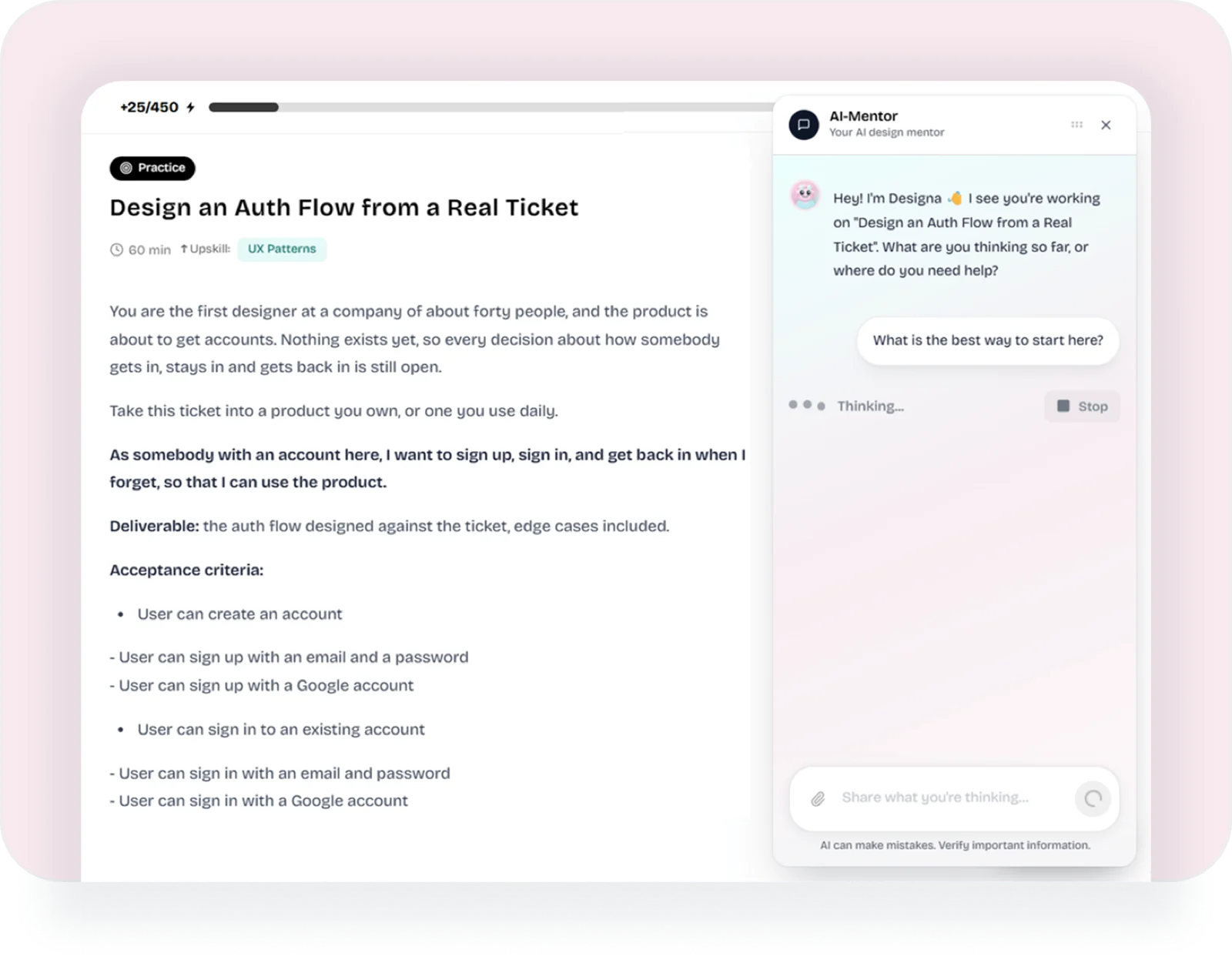 practical task with AI mentor