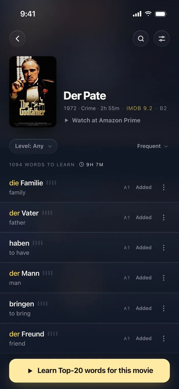 film word list