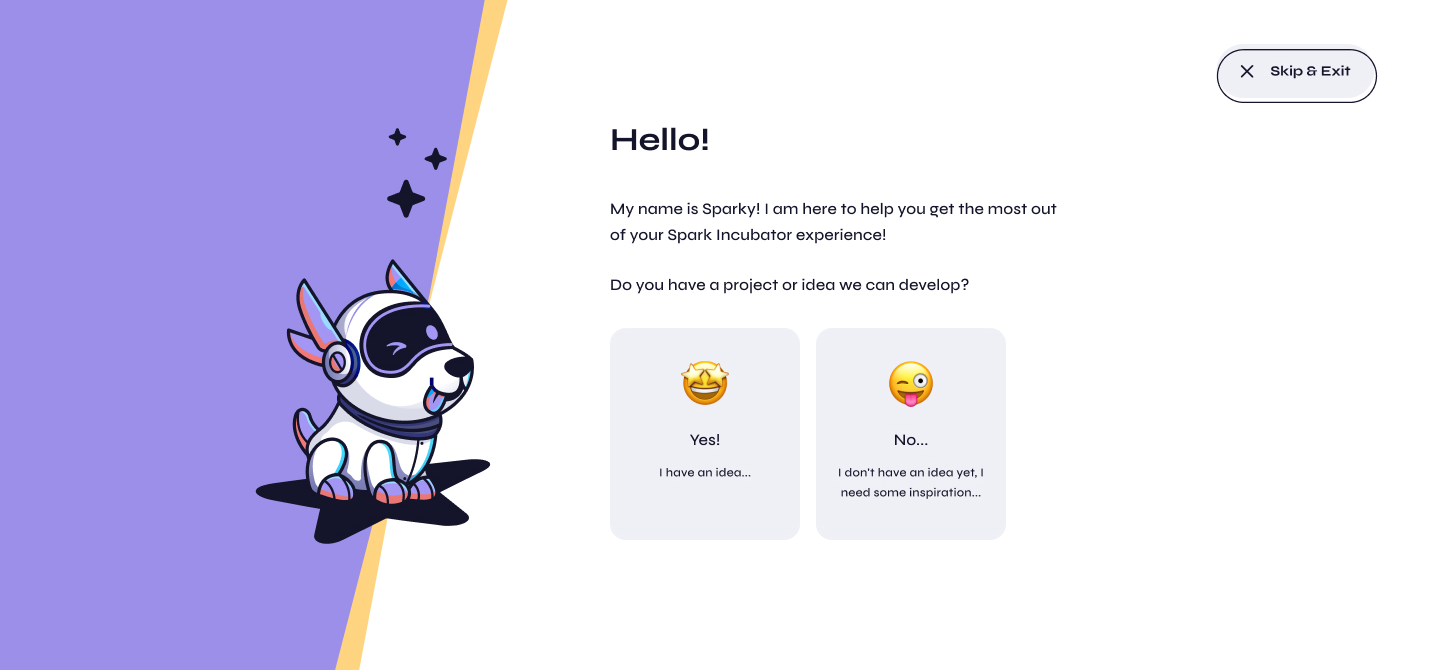 Sparky asks whether the student has an idea